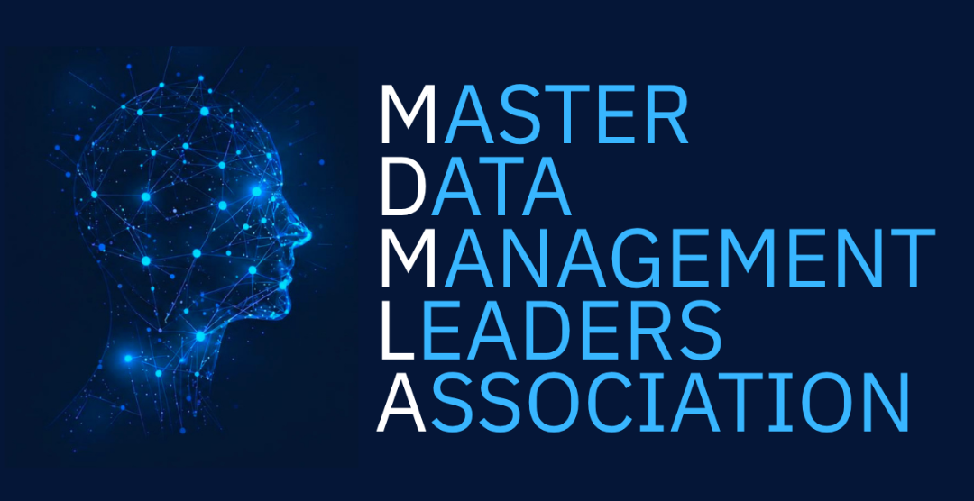 Master Data Management Leaders Association — a human profile formed from a network of Data points, beside the wordmark